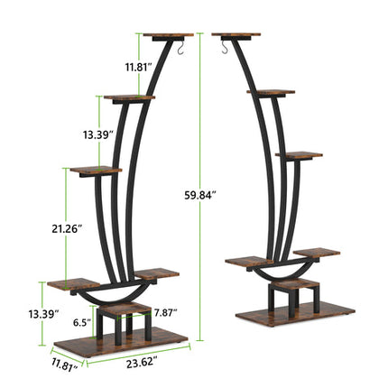 Plant Stand, Display Shelf Pack of 2, Rustic Brown
