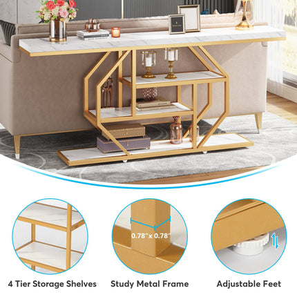 Tribesigns Console Table, 70.9 inch Sofa Table with 4 Tier Storage Shelves Tribesigns, 6