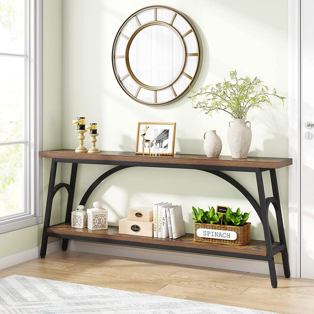 Tribesigns Console Table, 70.8-Inch Sofa Tables Entryway Table with 2 Tier Wood Shelves Tribesigns