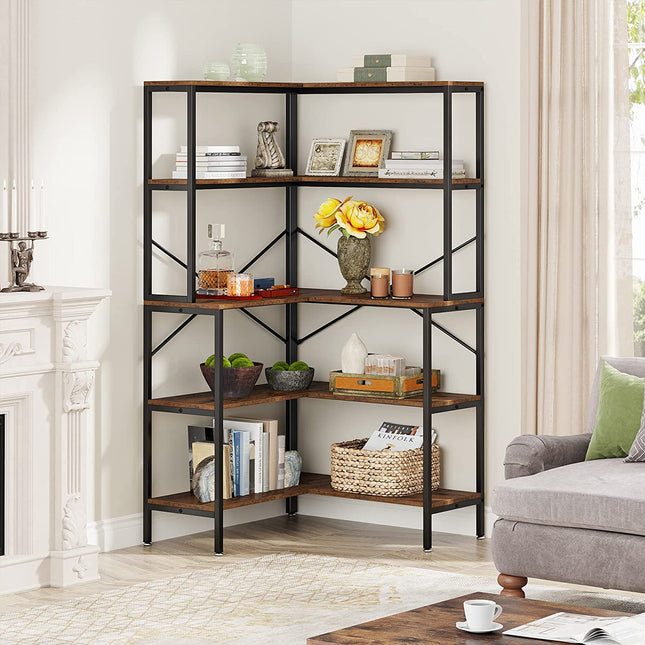 Tribesigns Corner Bookshelf, 5-Tier 67-Inch Tall L-Shaped Bookcase Display Organizer Tribesigns