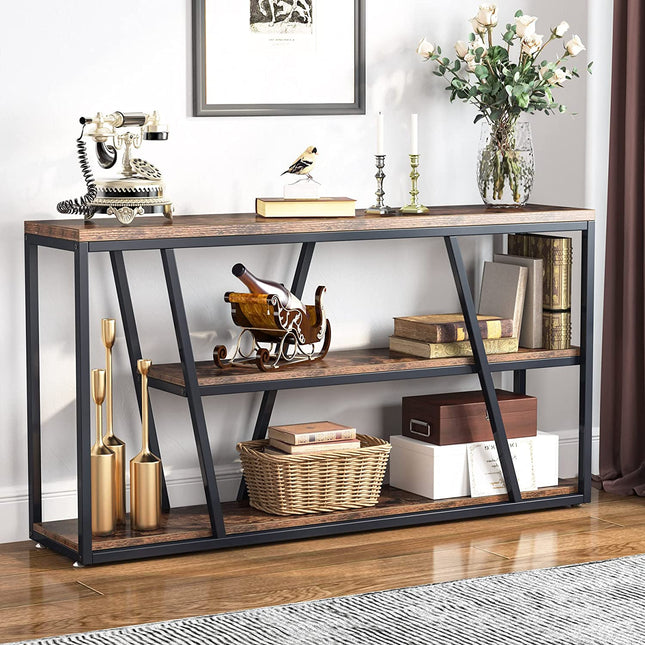 Console Table, 59.1-Inch, Console Table for Entryway, 3-Tier Console Table, Industrial Entryway Table, Tribesigns, 1