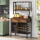 Wine storage cabinet : for 25 bottles and to 12 glasses, 6 hooks, large drawer. Wine Rack - Durable and Stable. 