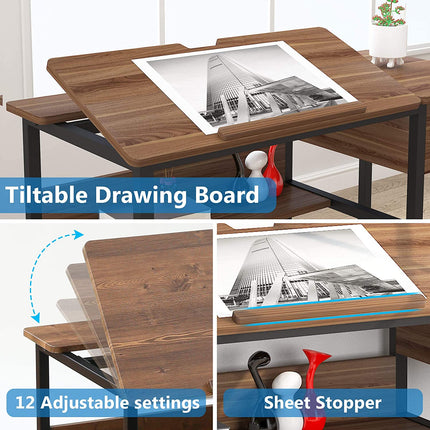 Tribesigns Drafting Table, Drawing Computer Desk with Storage Drawers Tribesigns, 4