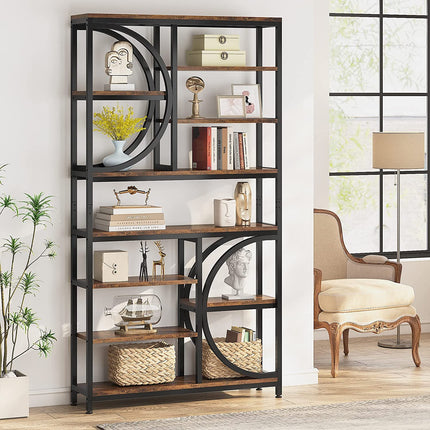 Bookshelf, Industrial 8-Tier Etagere Bookcases