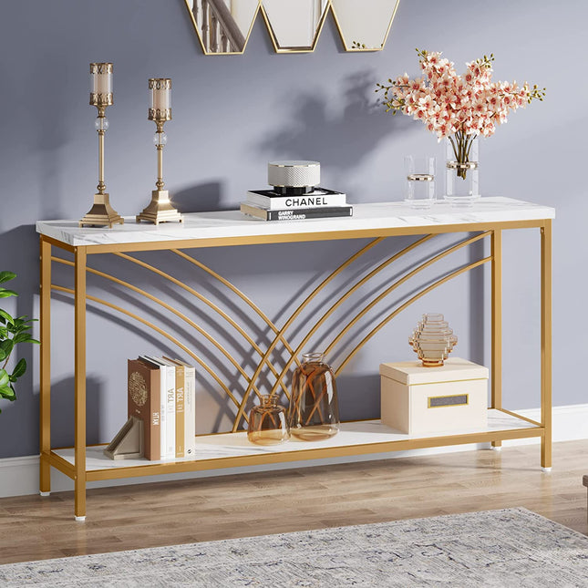 Console Table, 70.9-Inch Faux Marble Entryway Table