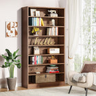 Tall Bookcase, Freestanding Bookshelf 9 Tier Bookcases, Large Open Display Shelf, Brown, Tribesigns, 1