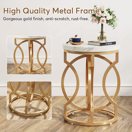 Tribesigns End Table, Round Side Table with Faux Marble Top, Modern Bedside Table Tribesigns, 5