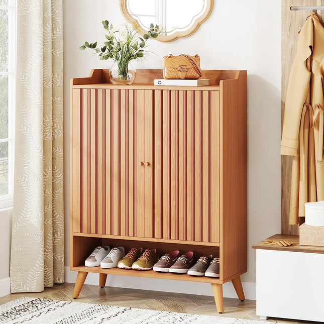 Shoe Rack, Shoe Cabinet, Hidden Shoe Storage, Slim Shoe Organizer with Adjustable Shelves and Open Shelf, Tribesigns