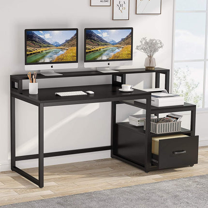 Computer Desk with Drawers, Large Computer Desk with Storage, Tribesigns