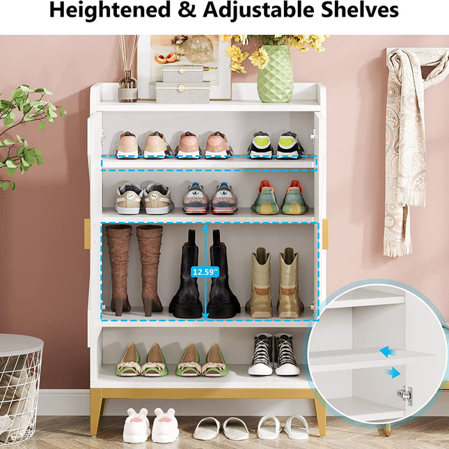 Tribesigns Shoe Cabinet, 25 Pair Shoe Rack Organizer with Adjustable Shelves & Doors Tribesigns, 5