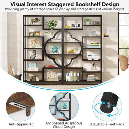 Tribesigns Bookshelf, 11-Shelves Staggered Etagere 75” Tall Bookcase Tribesigns, 3