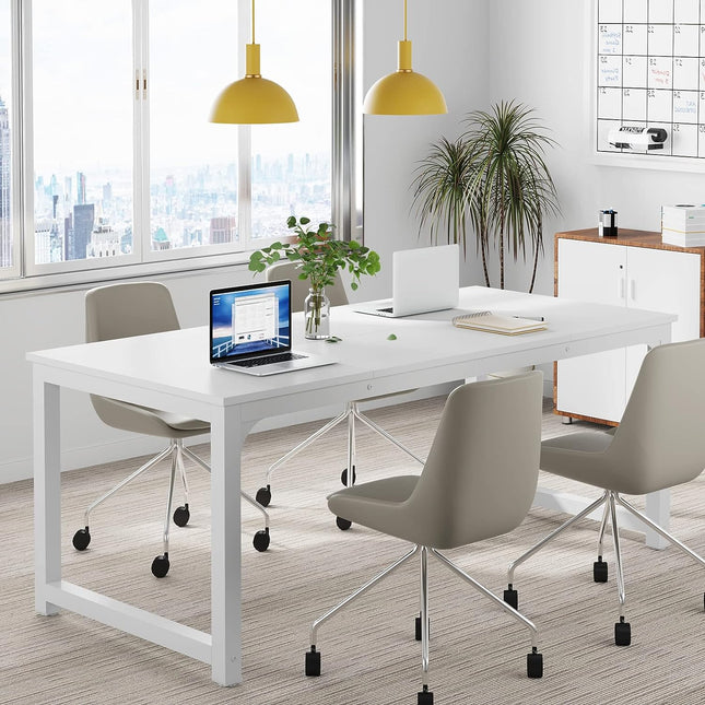 Modern Computer Desk, 63 x 31.5 inch, Large, Executive Office Desk, Computer Table, Study Writing Desk, White, Tribesigns, 2