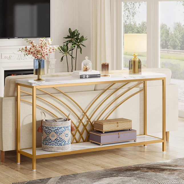 Tribesigns Console Table, 70.9-Inch Faux Marble Entryway Table with 2 Tier Storage Shelf Tribesigns