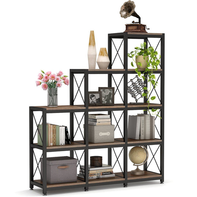 Tribesigns Bookshelf, 12 Shelves Industrial Ladder Corner Bookcase Tribesigns