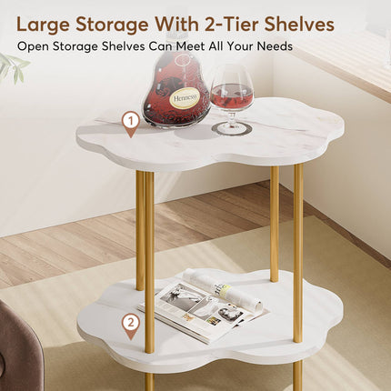 Tribesigns End Table, Faux Marble Cloud-Shaped Side Table with 2-Tier Shelves Tribesigns, 6