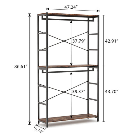 Tribesigns - Garment Rack with Shelves & Hanging Rods, Rustic Brown