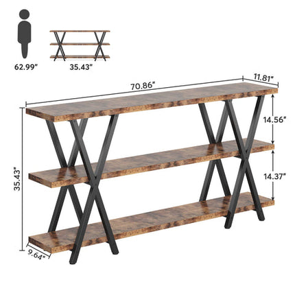 Tribesigns Console Table, 3-Tier Narrow Long Sofa Table with Storage Tribesigns, 6