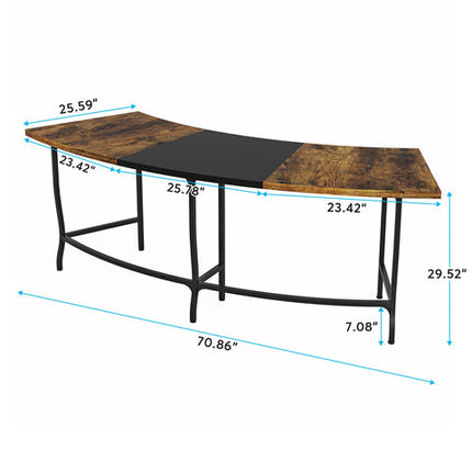 Computer Desk, 71-Inch, Executive Desk, with Arc-Shaped Tabletop, Modern Computer Desk,  Tribesigns, 7