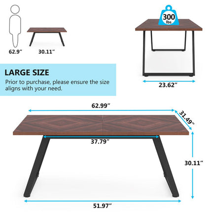 Tribesigns Dining Table, 63" Rectangle Farmhouse Kitchen Dinner Table for 6 Tribesigns, 7