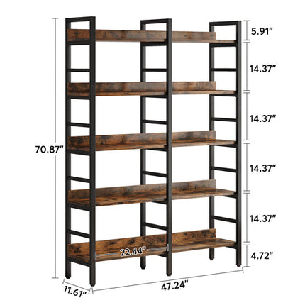 Tribesigns Bookshelf, Double Wide 5-Tier Bookcase Storage Shelves Unit Tribesigns, 7