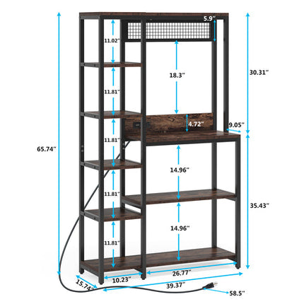 Bakers Rack with Electrical Outlets. Kitchen shelving