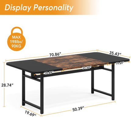 Tribesigns Dining Table, Industrial Rectangle Kitchen Table for 6-8 People Tribesigns, 7