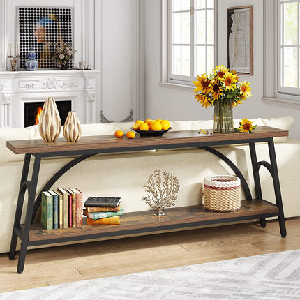 Tribesigns Console Table, 70.8-Inch Sofa Tables Entryway Table with 2 Tier Wood Shelves Tribesigns, 3