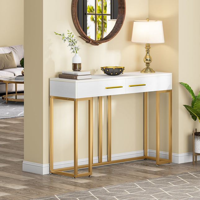 Tribesigns Console Table, Modern Sofa Couch Table with 2-Drawer Tribesigns, 3