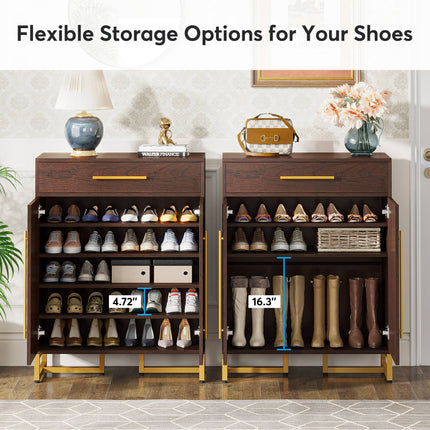 Shoe Rack, Shoe Cabinet, Hidden Shoe Storage, 20 Pair Shoe Organizer with Drawer & Adjustable Shelves, Tribesigns, 2