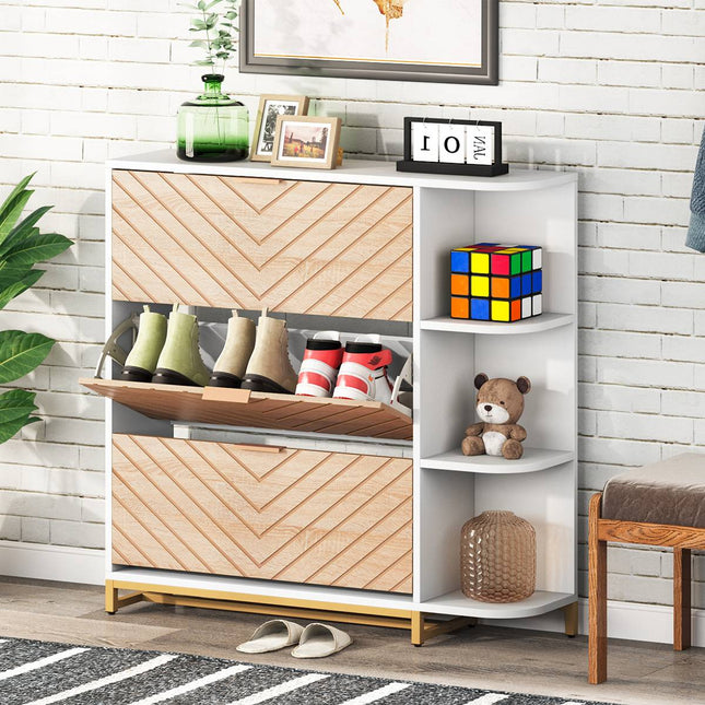 Tribesigns Shoe Cabinet, Modern 24 Pair Shoe Rack Organizer with Doors & Shelves Tribesigns