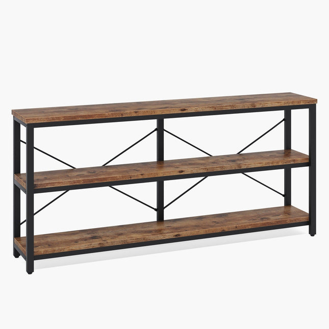 Tribesigns - Sofa Table, 3 Tiers TV Stand Console Table, Rustic, 1