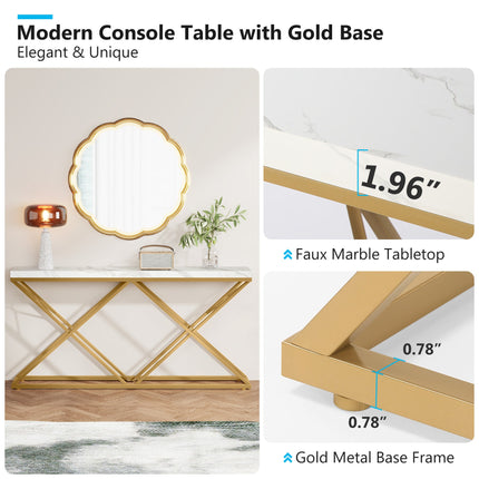 Tribesigns Console Table, 55" Modern Entryway Sofa Table with Gold Metal Legs Tribesigns, 5