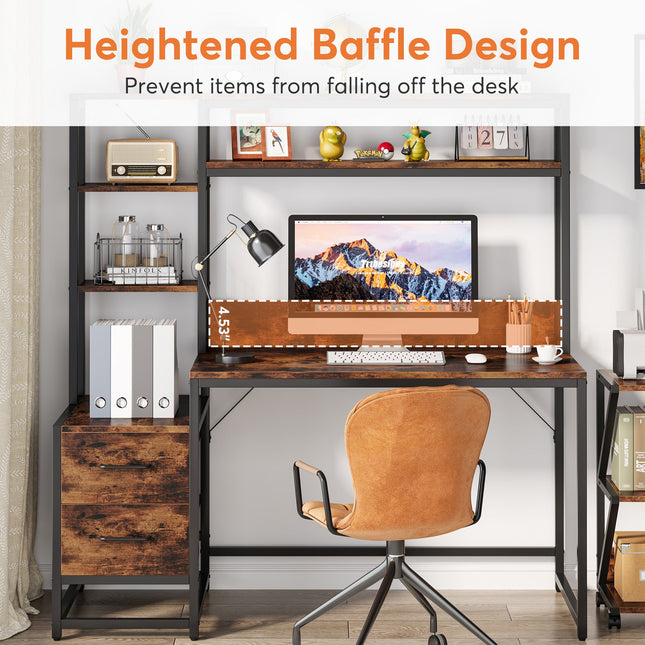 Tribesigns Computer Desk, 55-Inch Writing Table with 2 Drawers and Storage Shelves Tribesigns, 4