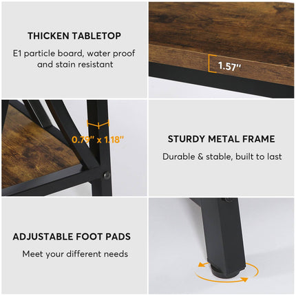 Tribesigns Console Table 70.9 Industrial Sofa Table Behind Couch with 2-Tier Shelves Rustic Brown