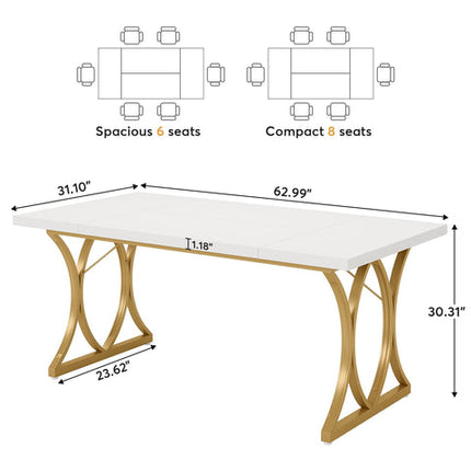 Tribesigns Dining Table, Modern Rectangle Kitchen Table Dinner Table for 6 People Tribesigns, 7