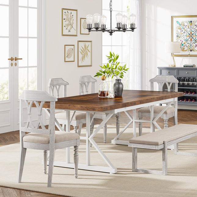 Tribesigns Dining Table, Farmhouse 70.8-Inch Kitchen Table for 6 People Tribesigns, 4
