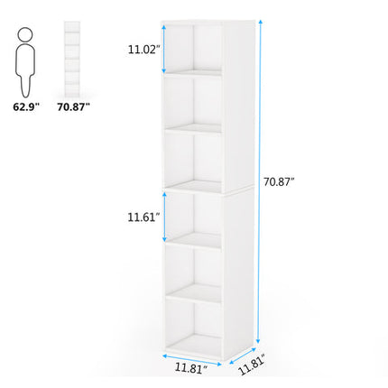 Tribesigns 70.9 Corner Bookcase Modern 6-Tier Narrow Cube Display Shelves White