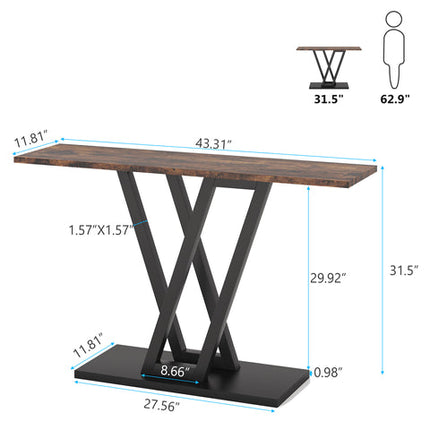 Console Table, 43.3", Entryway Table, Sofa Table, Industrial Entryway Hallway Table, Rustic & Vintage Design, Tribesigns, 7