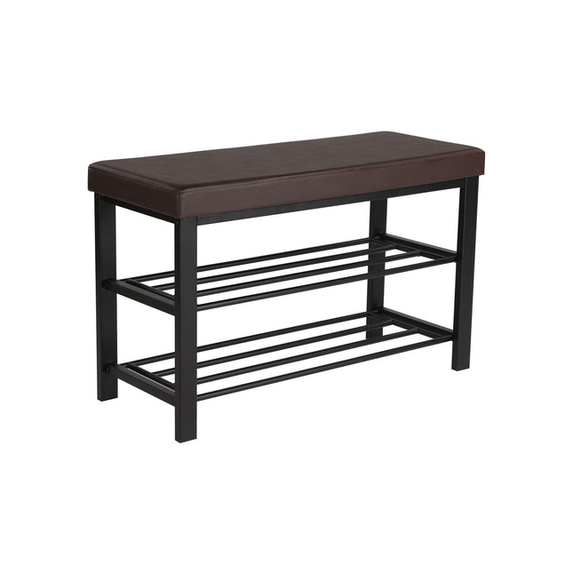 Shoe Bench, 3-Tier Shoe Rack for Entryway, Metal Frame