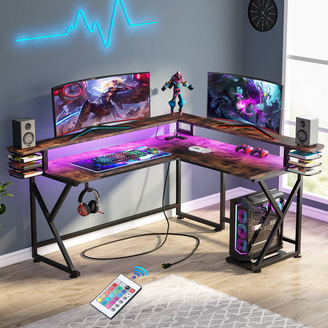 Tribesigns 74.8'' U-Shaped Gaming Desk with Hutch