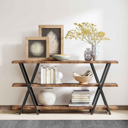 Console Table, 3-Tier Narrow Long Sofa Table with Storage