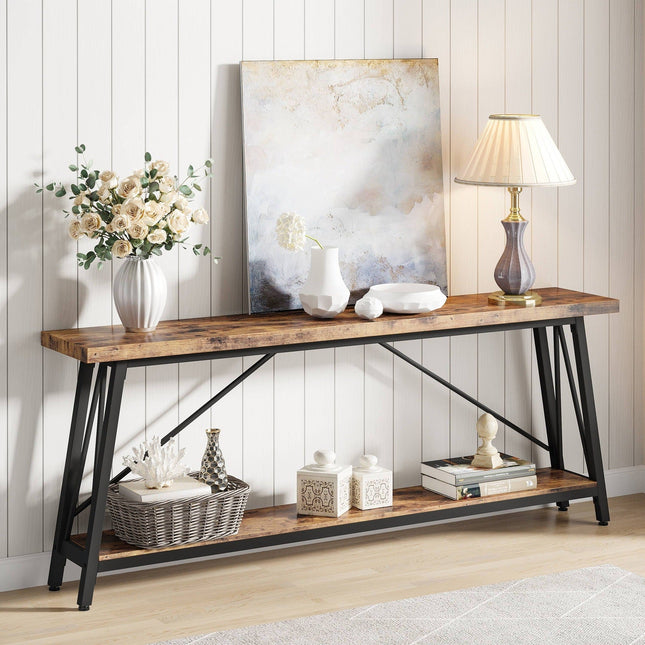 Console Table, 70.9 Inches Extra Long Sofa Table Behind Couch Tribesigns, Dark Brown