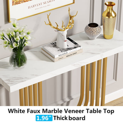 Tribesigns Console Table, 39" Faux Marble Entryway Sofa Table with U-Shaped Base Tribesigns, 5