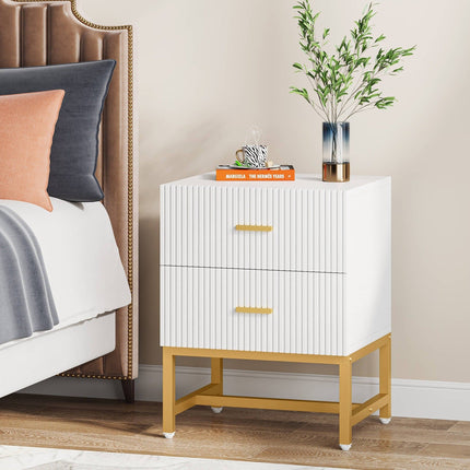 Nightstand, Modern Bed Side End Table with 2-Drawer
