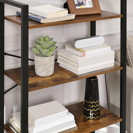 VASAGLE - ALINRU Ladder Shelf, 4-Tier Bookshelf Storage Rack, Living Room Bookcase, Stable Iron Frame, Bedroom, Office, Industrial Design