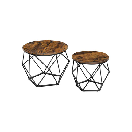 Nesting Table Set of 2, Coffee Table with Steel Frame, Side End Table for Living Room, Vasagle, 3