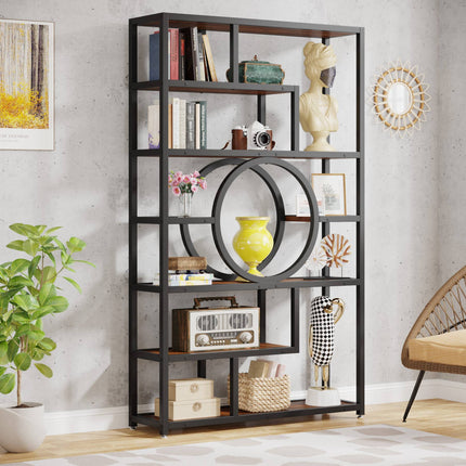 Tribesigns Bookshelf, 72-Inch Etagere Bookcase 7-Tier Industrial Display Shelf Tribesigns