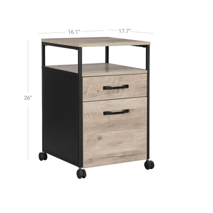 Rolling File Cabinet, Office Cabinet on Wheels, with 2 Drawers