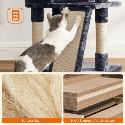 Cat Condo with Scratching Post, Ramp, Perch, Spacious Cat Cave