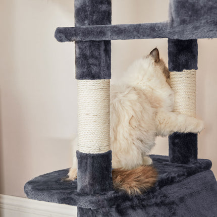 Tall Cat Condo with Hammock, Basket, Scratching Posts